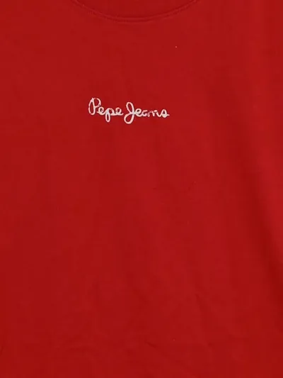 Pepe Jeans London Herren T-Shirt Gr. L Rot Baumwolle Basic Logo
