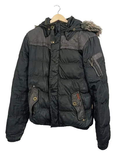 Khujo Herren Steppjacke Winterjacke Fellkapuze Schwarz Gr. M