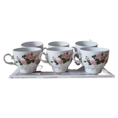 Eschenbach Bavaria 6 Kaffeetassen Set Rosenmotiv Porzellan Vintage