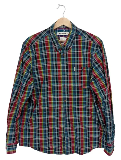 Ben Sherman Herren Freizeithemd Kariert Langarm Button-Down Gr. XL