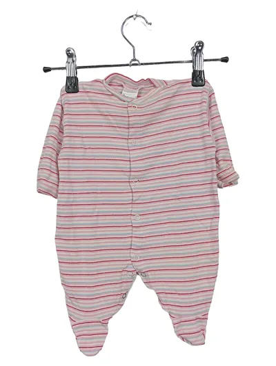 Papagei Baby Strampler Gr. 50/56 Rosa Gestreift Baumwolle