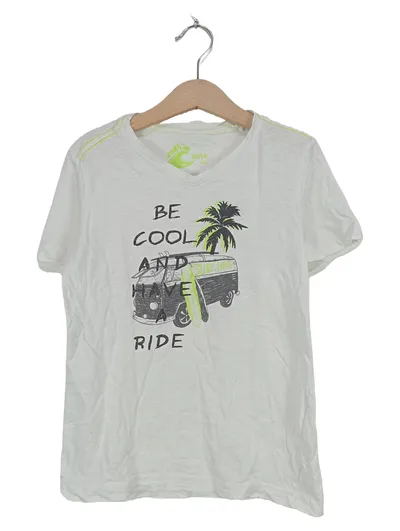 Alive Kinder T-Shirt Gr. 128 Weiß Schriftzug Logo Print Baumwolle