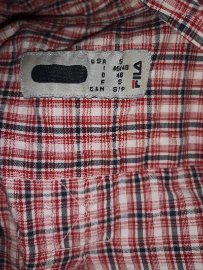 FILA Herren Freizeithemd Kariert Langarm Rot Weiß Gr. 48/M
