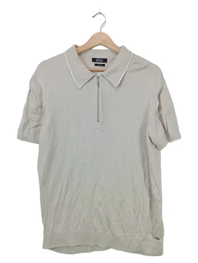 DIGEL Herren Polo Shirt Gr. L Beige Baumwolle Seide Reißverschluss