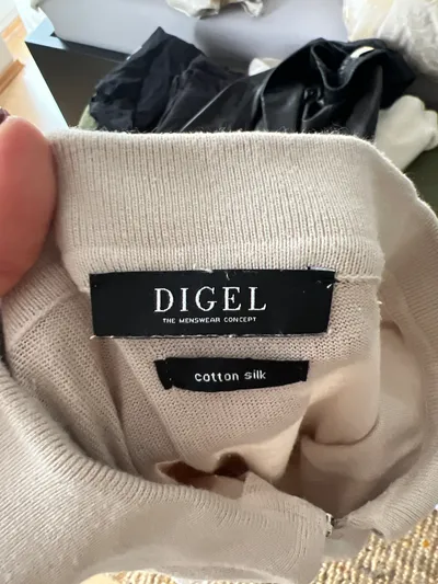 DIGEL Herren Polo Shirt Gr. L Beige Baumwolle Seide Reißverschluss