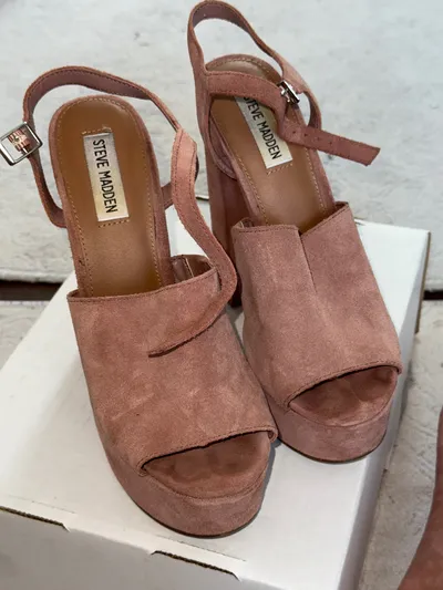 Steve Madden Damen Plateau Sandalen Braun Velours Gr. 37 High Heels