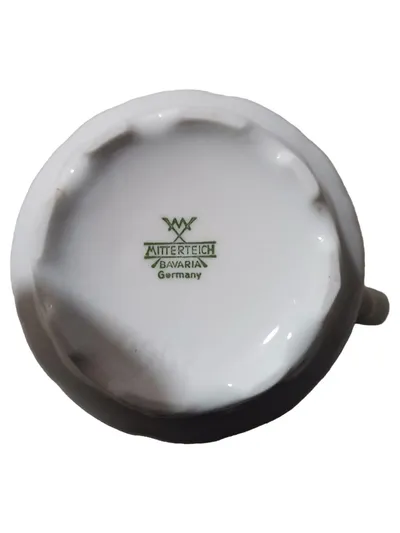 Mitterteich Bavaria Porzellan Milchkännchen Sahnekännchen Weiß Relief Vintage
