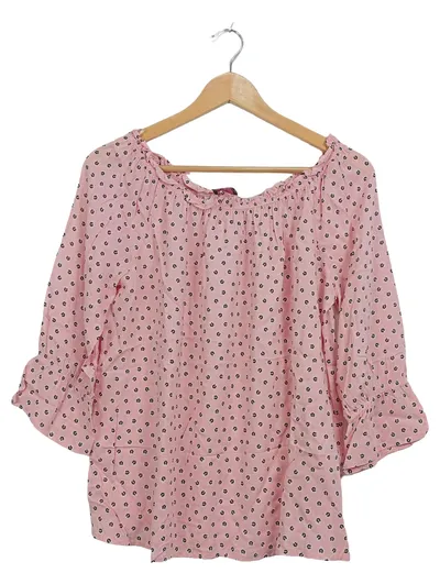 We love XOX Damen Bluse 3/4 Arm Rosa Blumen Gr. 38 M Viskose