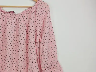 We love XOX Damen Bluse 3/4 Arm Rosa Blumen Gr. 38 M Viskose