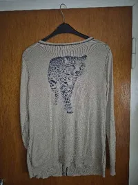 Alba Moda Strickjacke Damen Gr. 44 Beige Leopard Animal Print Cardigan 2