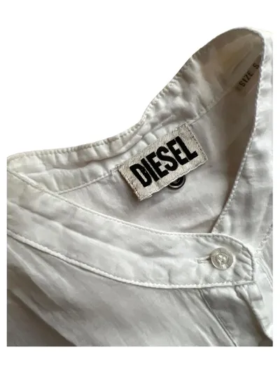 Diesel Damen Hemdbluse ärmellos Stehkragen Weiß Gr. 36/S