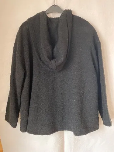 OKAPI Damen Strickjacke mit Kapuze Schwarz Gr. S Wolle Acryl Seide