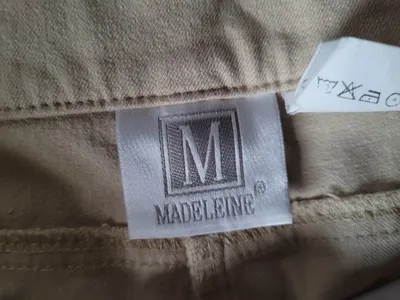 MADELEINE Damen Stoffhose Beige Gr. 44 Bootcut Baumwolle Stretch