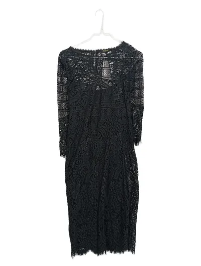 Desigual Damen Spitzenkleid Schwarz Gr. 36 Langarm Elegant Festlich