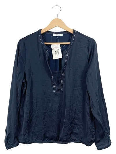 edc by Esprit Damen Bluse Langarm Nietenbesatz Blau Gr. L Elegant