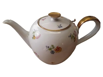 Heinrich Anmut Teekanne Blumenmuster Weiß Porzellan 22cm Klassisch