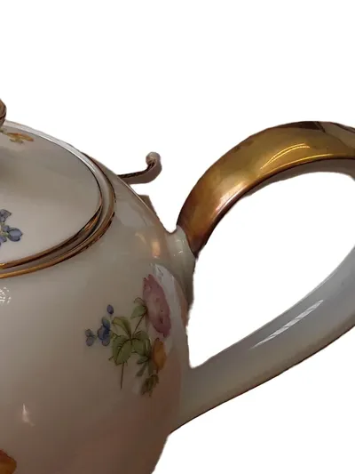 Heinrich Anmut Teekanne Blumenmuster Weiß Porzellan 22cm Klassisch