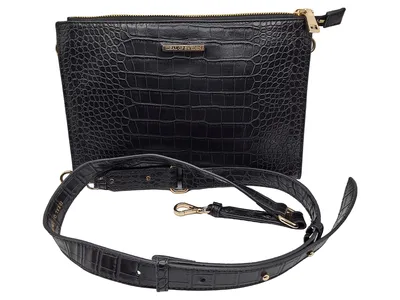 IDEAL OF SWEDEN Clutch Damen Schwarz Leder Kroko Optik Festlich Elegant