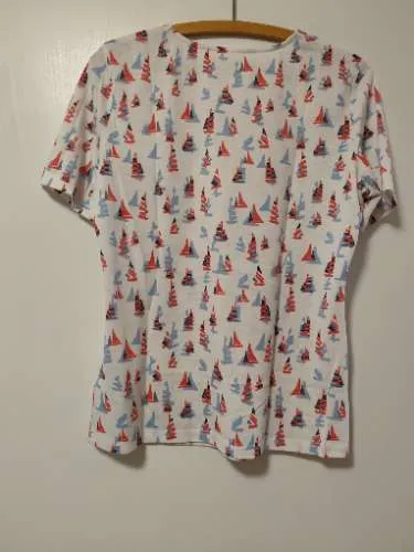Gerry Weber Damen T-Shirt Gr. 38 Segelboot Maritim Weiß Blau Rot