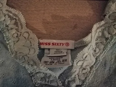 Miss Sixty Damen Crop Top Spitze Tie-Dye Blau Gr. XS 100% Baumwolle
