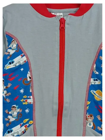 BABAUBA Kinder Sweatjacke Gr. 116 Grau Affen Weltraum Motiv