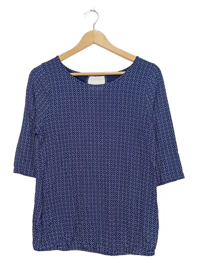 LASCANA Damen Bluse Shirt Rückenausschnitt Gr. 36/38 Blau Geometrisch