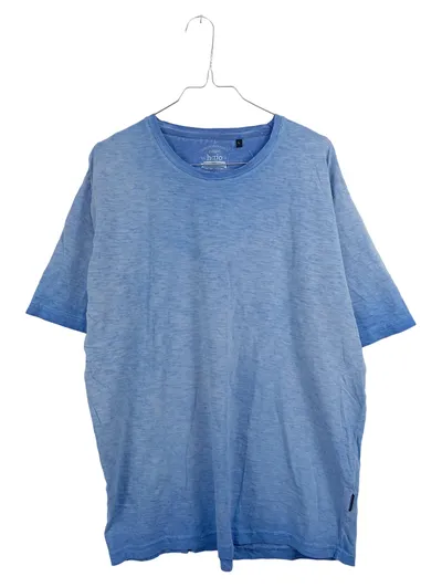 Hajo Herren T-Shirt Blau Meliert Gr. L Baumwolle Casual