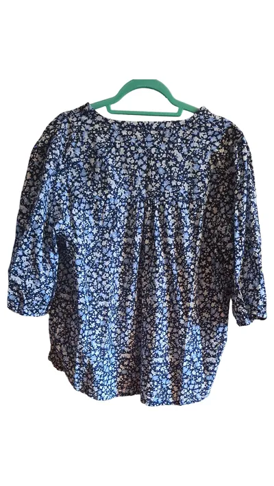 Essentials by Tchibo Damen Bluse Blumenmuster Gr. 46 Blau Baumwolle