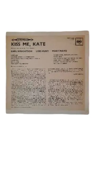 Kiss Me Kate LP Vinyl Earl Wrightson Lois Hunt Cole Porter CBS Stereo Musical
