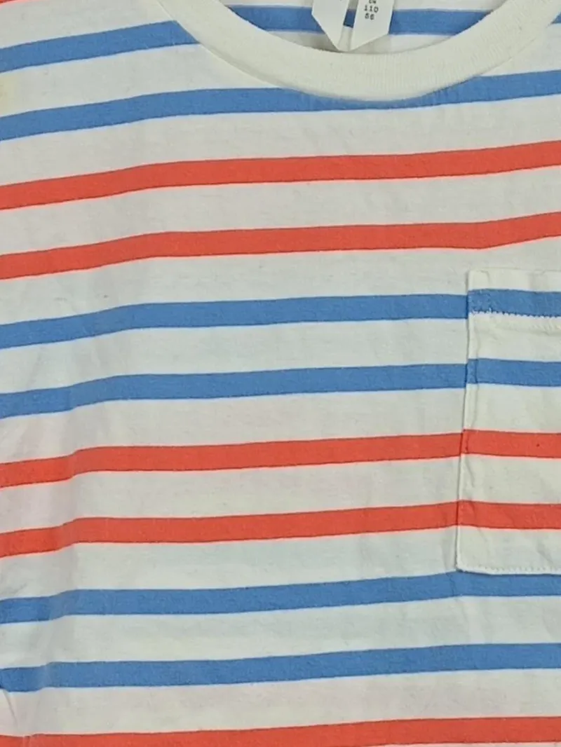 Arket Kinder T-Shirt Gestreift Brusttasche Gr. 98/104 Blau Rot Weiß 3