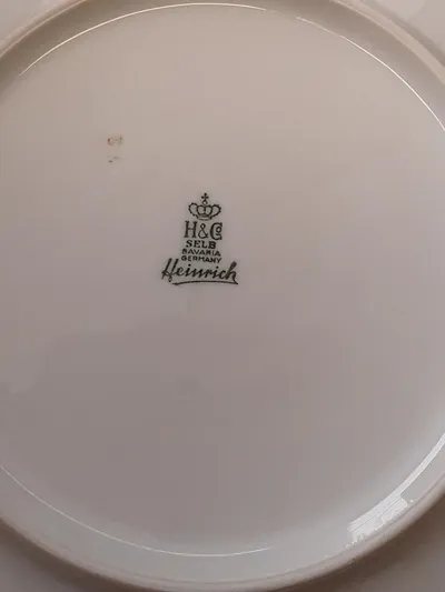 Heinrich Kuchenteller Vintage Porzellan Blumenmuster Weiß 19 cm