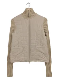 ElleNor Damen Steppjacke Beige Gr. 36 Strickärmel Casual 1