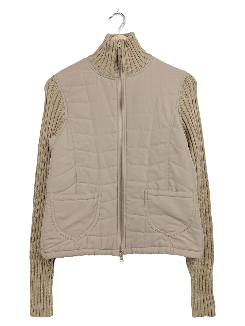 ElleNor Damen Steppjacke Beige Gr. 36 Strickärmel Casual 1