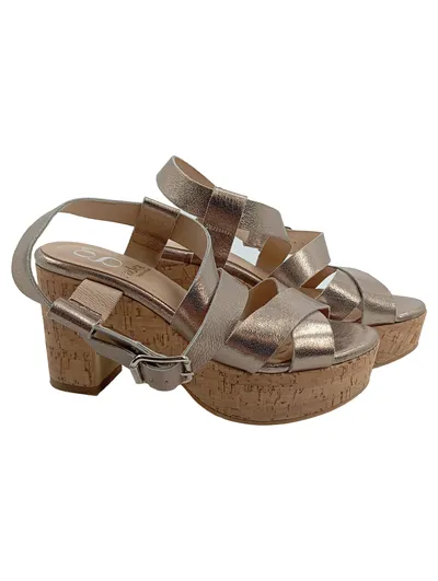 Gadea Damen Plateausandalen Elegant Gold Leder Schnalle 37 9cm