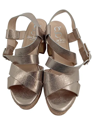 Gadea Damen Plateausandalen Elegant Gold Leder Schnalle 37 9cm