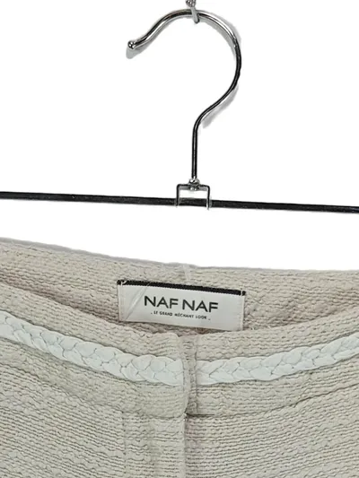NAF NAF Jeans Shorts Damen Beige Gr. S 36 Elegant Strukturmuster Freizeit