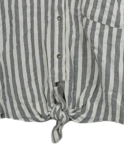 ROXY Damen Freizeithemd Kurzarm Gestreift Baumwolle Freizeit Grau XL