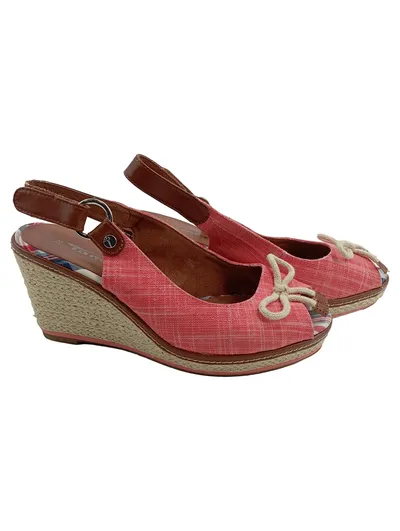 Tamaris Damen Keilabsatz Sandaletten Gr. 38 Rosa Maritim Espadrilles