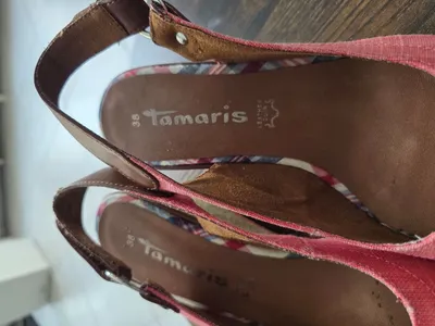 Tamaris Damen Keilabsatz Sandaletten Gr. 38 Rosa Maritim Espadrilles