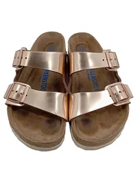 Birkenstock Arizona Sandalen Damen Leder Gold Gr. 36 Schnallen Metallic 1