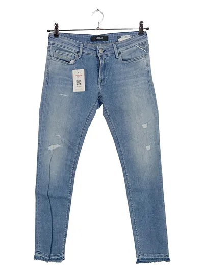 Replay Damen Jeans Slim Fit Blau W29 L30 Baumwolle Freizeit Casual
