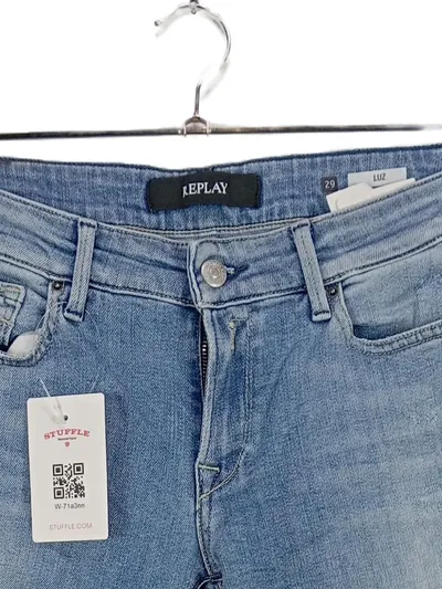 Replay Damen Jeans Slim Fit Blau W29 L30 Baumwolle Freizeit Casual