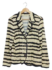 Eugen Klein Damen Blazer Gr. 44 Beige Gestreift Viskose Casual 2