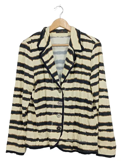 Eugen Klein Damen Blazer Gr. 44 Beige Gestreift Viskose Casual