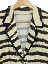 Eugen Klein Damen Blazer Gr. 44 Beige Gestreift Viskose Casual 5