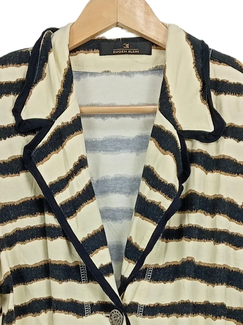 Eugen Klein Damen Blazer Gr. 44 Beige Gestreift Viskose Casual 5