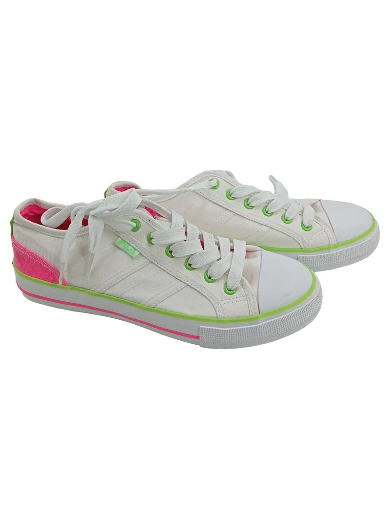 FILA Damen Sneaker Low Turnschuhe Weiß Pink Grün Gr. 39 Canvas 1