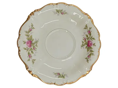 Rosenthal Pompadour Untertasse Porzellan Rosenmuster Gold Selb Germany