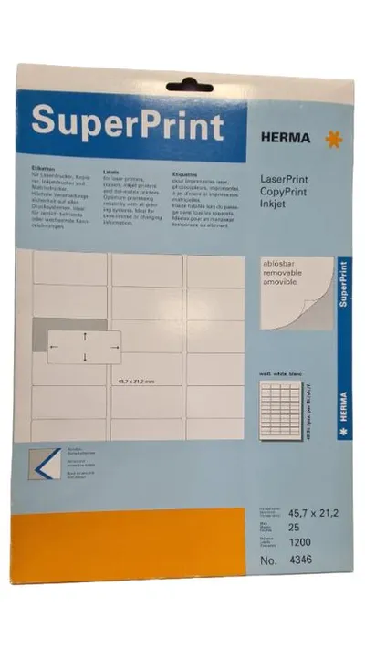 HERMA SuperPrint Etiketten 45,7x21,2mm ablösbar weiß 1200 Stück Nr.4346