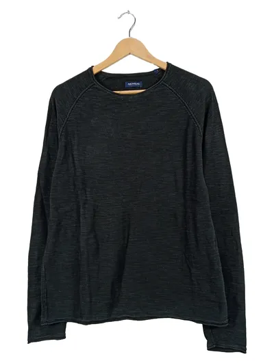 McNeal Herren Pullover Langarm Shirt Gr. L Grau Meliert Baumwolle